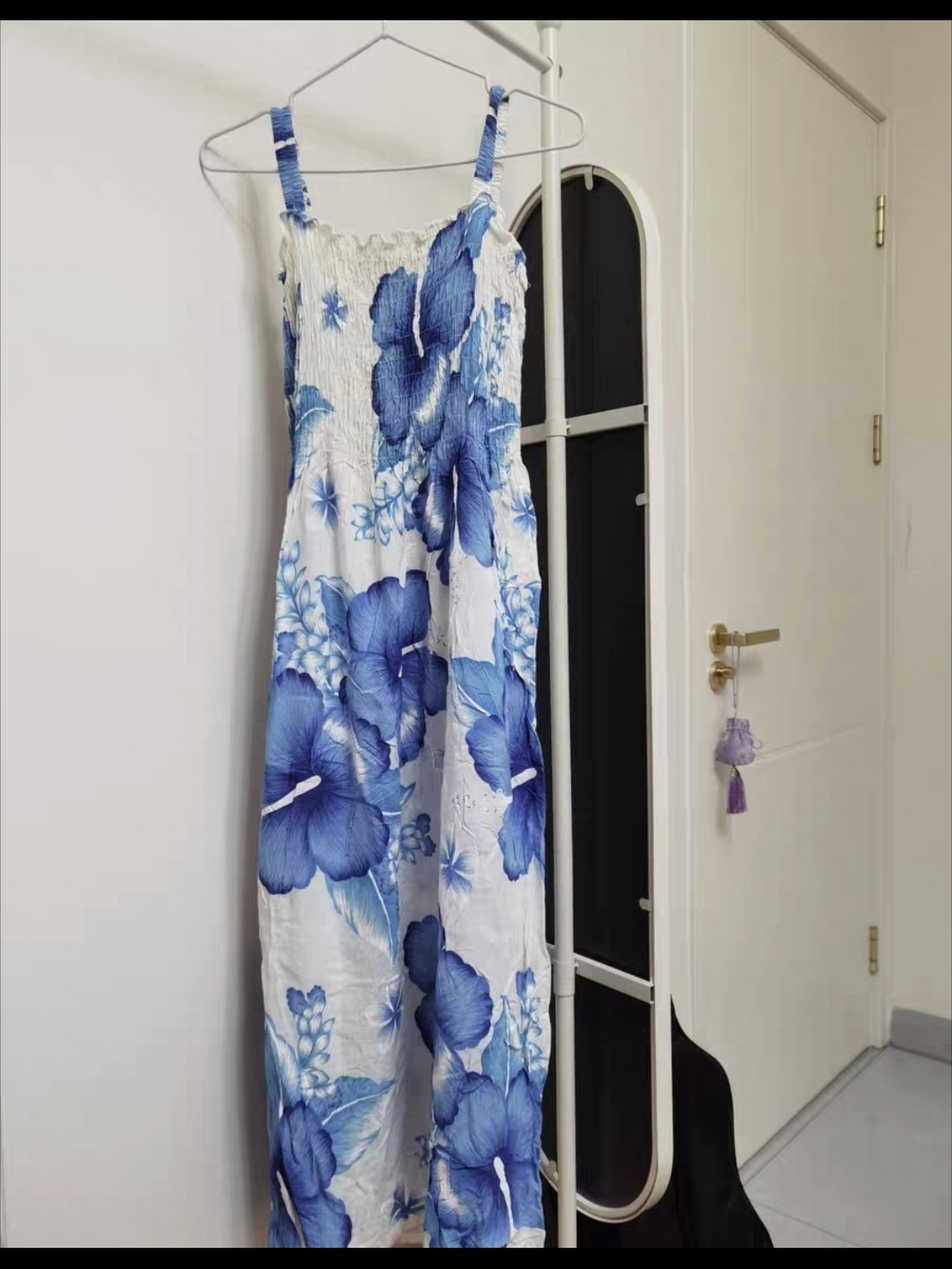 Blue Floral Sundress - Women's Smocked Maxi Dress